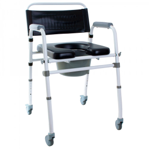 Складной стул-туалет с мягким сиденьем на колёсах OSD-2110QAB, фото №2