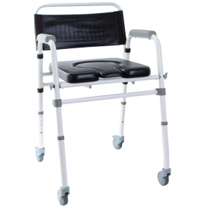 Складаний стілець-туалет з м'яким сидінням на колесах OSD-2110QAB, фото №3