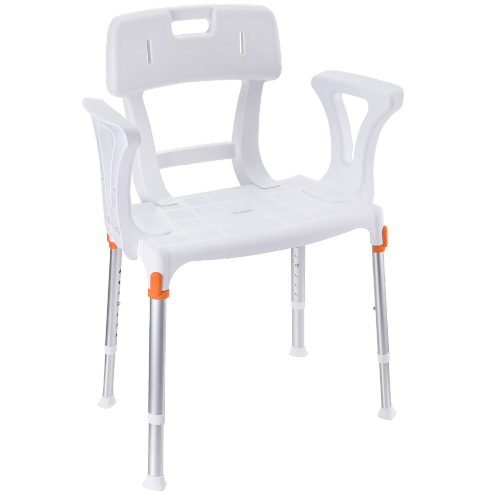 Стілець-табурет зі спинкою та підлокітниками для ванної та душу KING-SS1-00+BR1-00+A-00